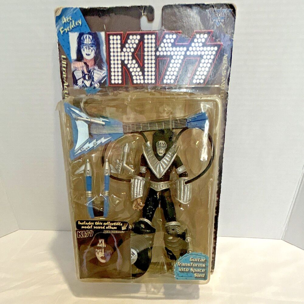 1997 McFarlane KISS Ace Frehley Figure Sealed Puncture Hole Warped Album Read